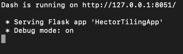 Terminal output from running HectorTilingApp.py